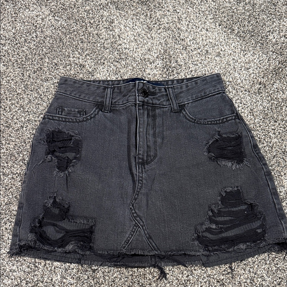 Hollister Black Distressed Mini Skirt
